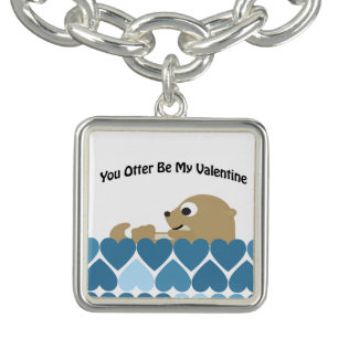 You Otter Be My Valentine with Hearts Charm Bracelet