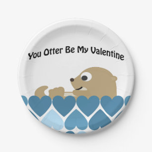 You Otter Be My Valentine with Hearts Paper Plates