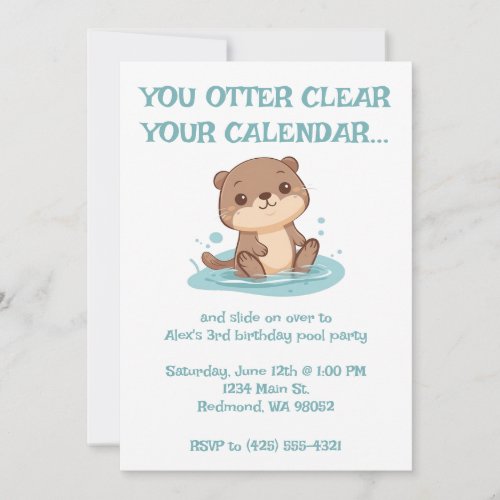You Otter Clear Your Calendar Kids Birthday Invitation