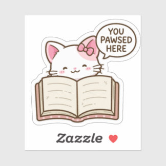 You Pawsed Here Cat Bookmark Sticker | Cute Cat