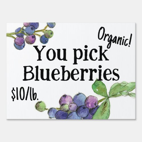 You Pick Blueberry Fruit Farm Harvest Garden Sign