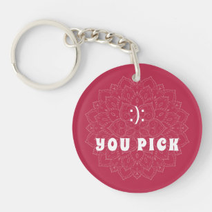 You Pick Emoticon Viva Magenta Mandala Keychain