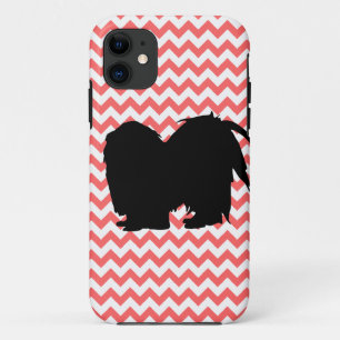 You Pick The Color Chevron With Shih Tzu Silhouett iPhone 11 Case