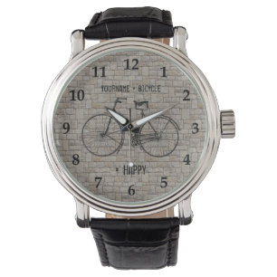 You Plus Bicycle Equals Happy Antique Bricks Gray Watch