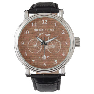 You Plus Bicycle Equals Happy Antique Red Bricks Watch