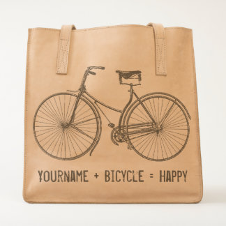 You Plus Bicycle Equals Happy Vintage Wheels Bike Tote