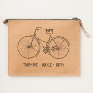 You Plus Bicycle Equals Happy Vintage Wheels Bike Travel Pouch