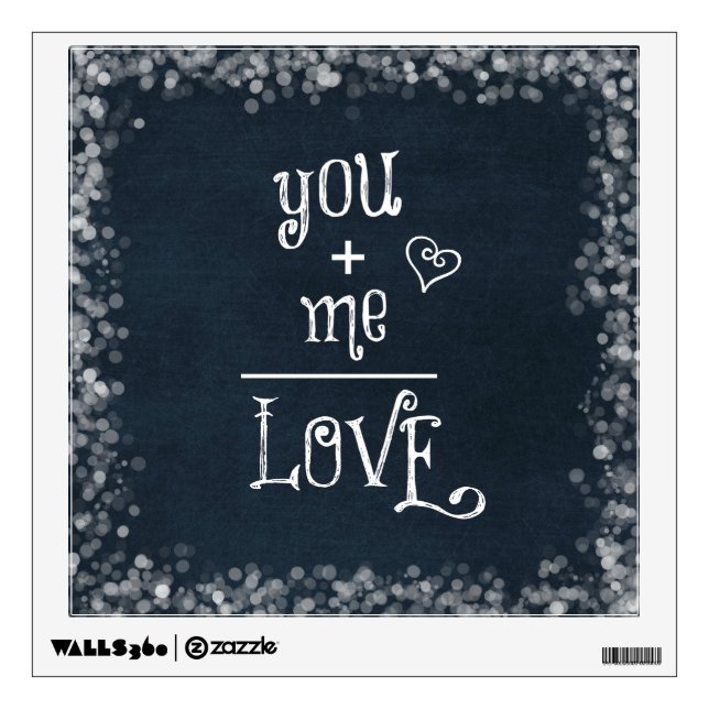 You Plus Me equals Love quote on Chalkboard Wall Sticker (Front)