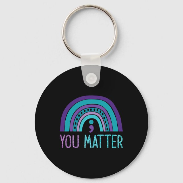 You Problem Semicolon Suicide Prevention Purple Te Keychain (Front)