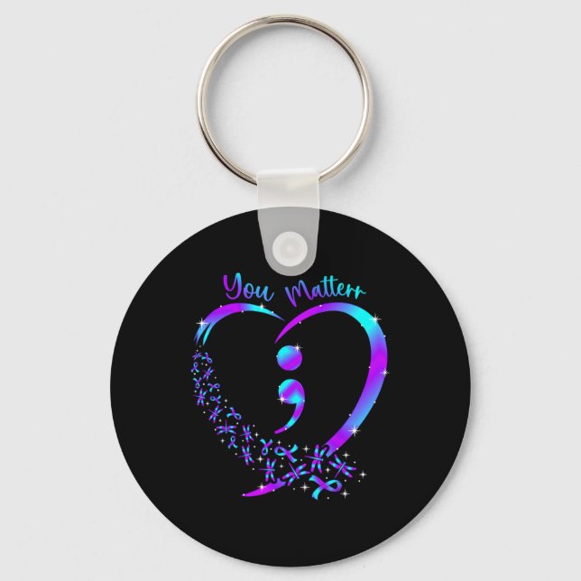You Problem - Suicide Prevention Teal Purple Aware Keychain (Front)