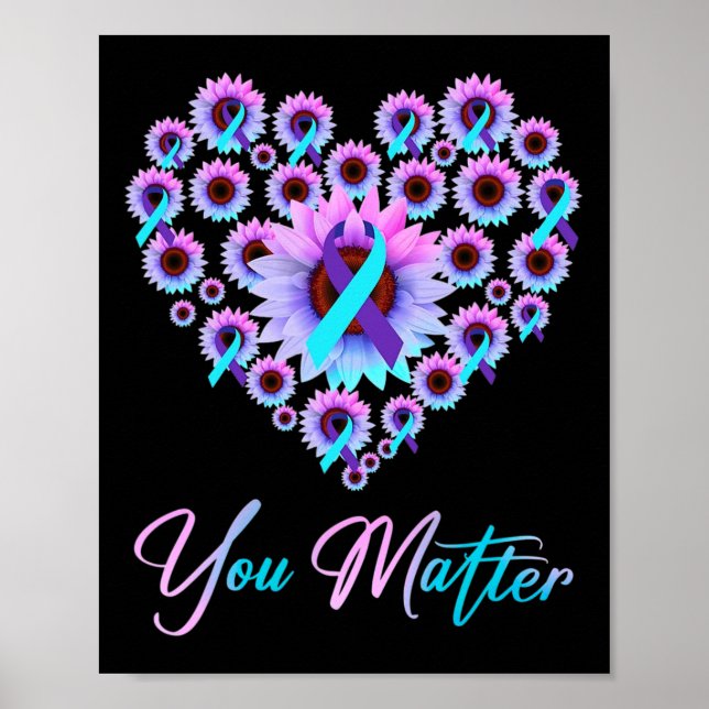 You Problem Suicide Prevention Teal Purple Awarene Poster (Front)