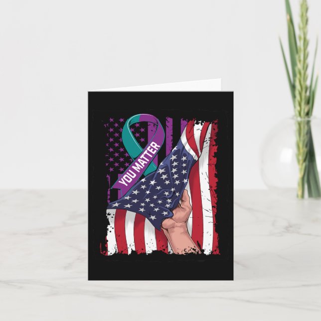 You Problem Teal And Purple Ribbon Suicide Awarene Card (Front)