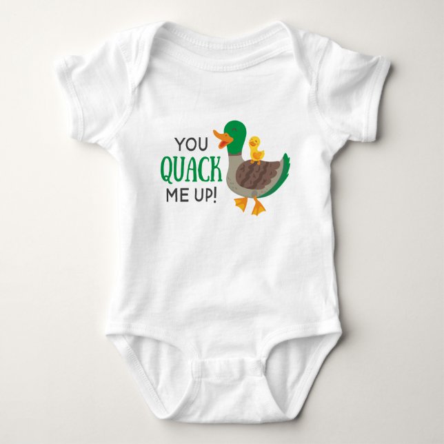 you QUACK me up baby duck animal pun Baby Bodysuit (Front)