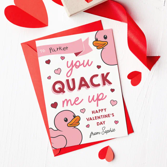 You Quack Me Up Classroom Valentines Day Card Zazzle 8296