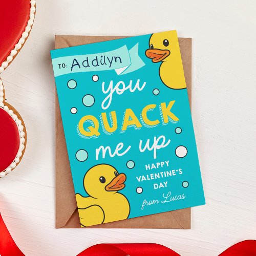 You Quack Me Up Classroom Valentines Day Card