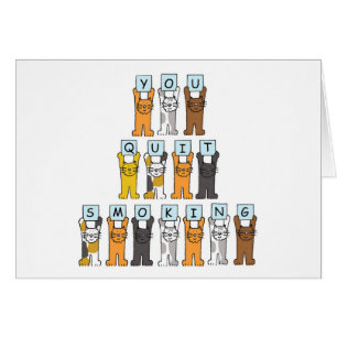 You Quit Smoking Cartoon Cats Cards