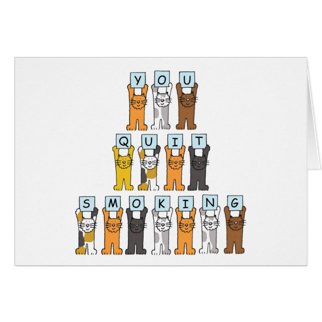 You Quit Smoking Cartoon Cats Cards (Front Horizontal)