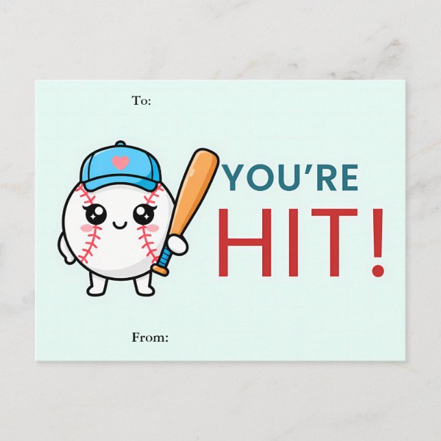 You’re a Hit Baseball Valentine Card (Front)
