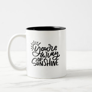 You’re A Ray of Sunshine Handlettered Two-Tone Coffee Mug