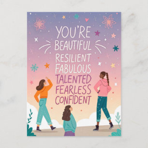 You’re Beautiful & Fearless Motivational Quote Postcard