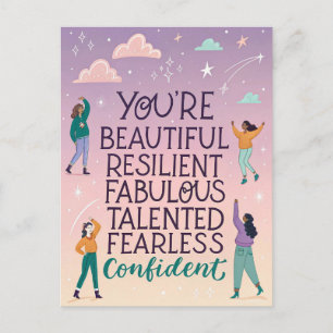 You’re Beautiful & Fearless Motivational Quote Postcard