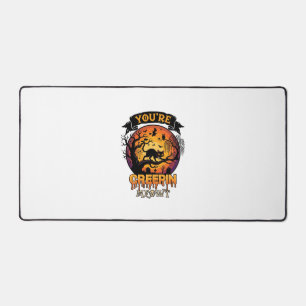 You Re Creepin Meowt Halloween Black Cat Full Moon Desk Mat