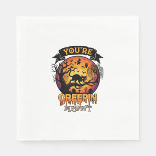 You Re Creepin Meowt Halloween Black Cat Full Moon Napkins