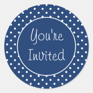 You’re Invited Blue Polka Dot Envelope Seal