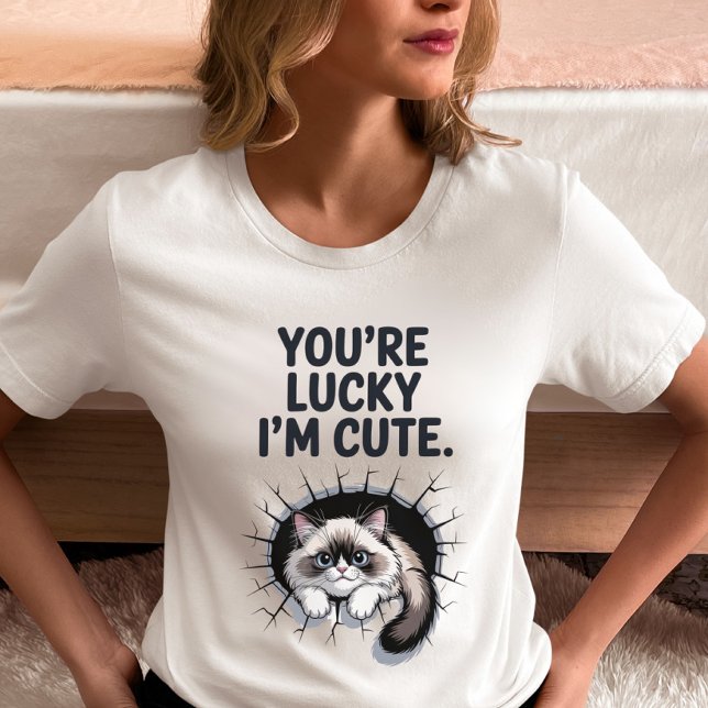 You’re Lucky I’m Cute Cat  Tri-Blend Shirt (Creator Uploaded)