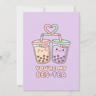 You’re My Bes-Tea - Cute Bubble Tea Valentine  Holiday Card