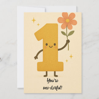 You’re One-derful Whimsical Vintage Birthday Card