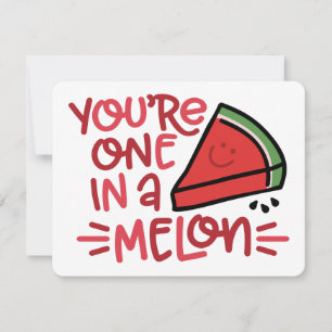 You’re One in a Melon Cute Fruit Pun Design Fu Holiday Card