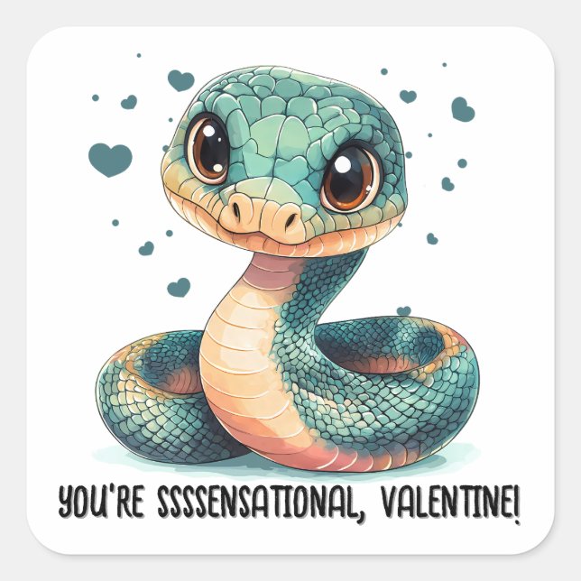 You’re ssssensational... Snake Valentine's Day Square Sticker (Front)