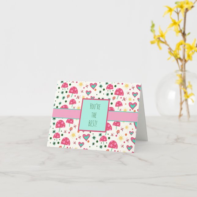 You’re the Best Inspirivity Mushroom Notecard (Yellow Flower)
