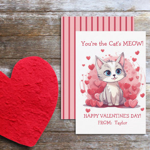 You’re the Cat’s Meow Small Kid’s Class Valentine Note Card
