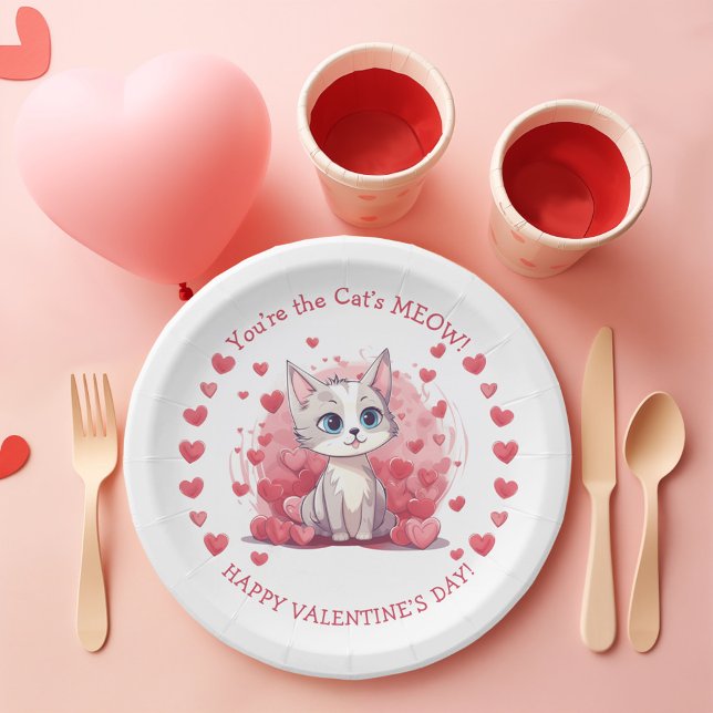 You’re the Cat’s Meow Small Kid’s Class Valentine  Paper Plates (Creator Uploaded)
