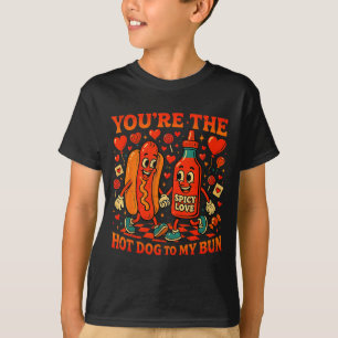 You’re The Hot Dog To My Bun Funny Valentine Coupl T-Shirt