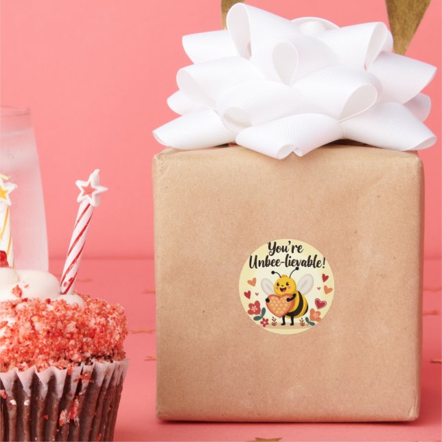 You’re Un-bee-lievable!' Bee Valentine’s Sticker (Party)