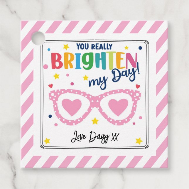You Really Brighten My Day" Valentine Gift Tag (Front)