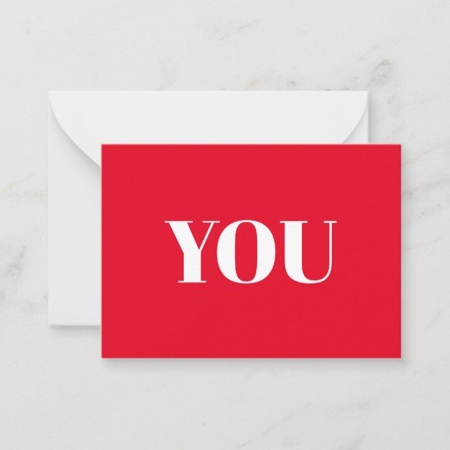 You red white modern typography minimalist note card (Front)