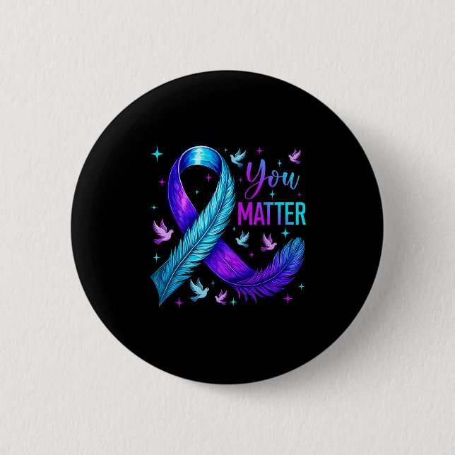 You Ribbon Bird Suicide Prevention Awareness  Button (Front)