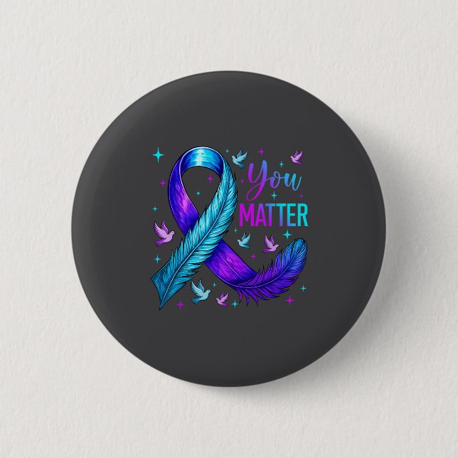 You Ribbon Bird Suicide Prevention Awareness  Button (Front)