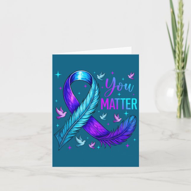 You Ribbon Bird Suicide Prevention Awareness  Card (Front)