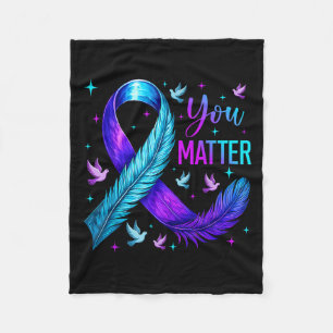 You Ribbon Bird Suicide Prevention Awareness  Fleece Blanket