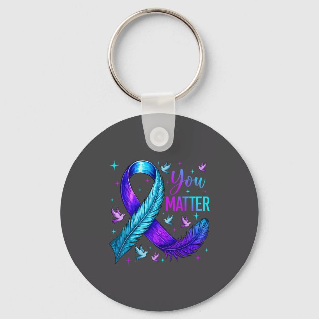 You Ribbon Bird Suicide Prevention Awareness  Keychain (Front)