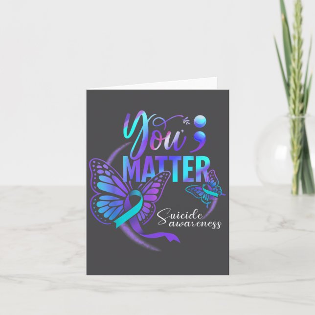 You Ribbon Butterfly Suicide Awareness Women Men  Card (Front)