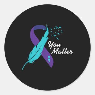 You Ribbon Suicide Awareness Mental Health Classic Round Sticker
