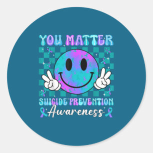 You Ribbon Suicide Prevention Awareness Women Men Classic Round Sticker