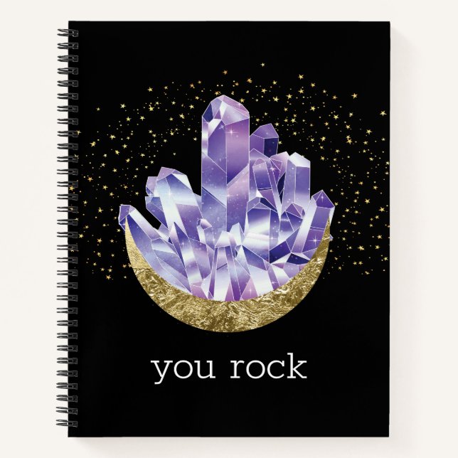 You Rock Amethyst Crystals Mystical Watercolor Not Notebook (Front)