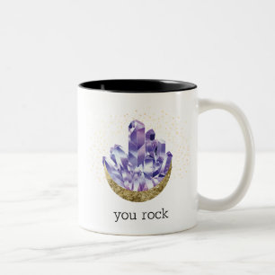 You Rock Amethyst Crystals Mystical Watercolor Two-Tone Coffee Mug